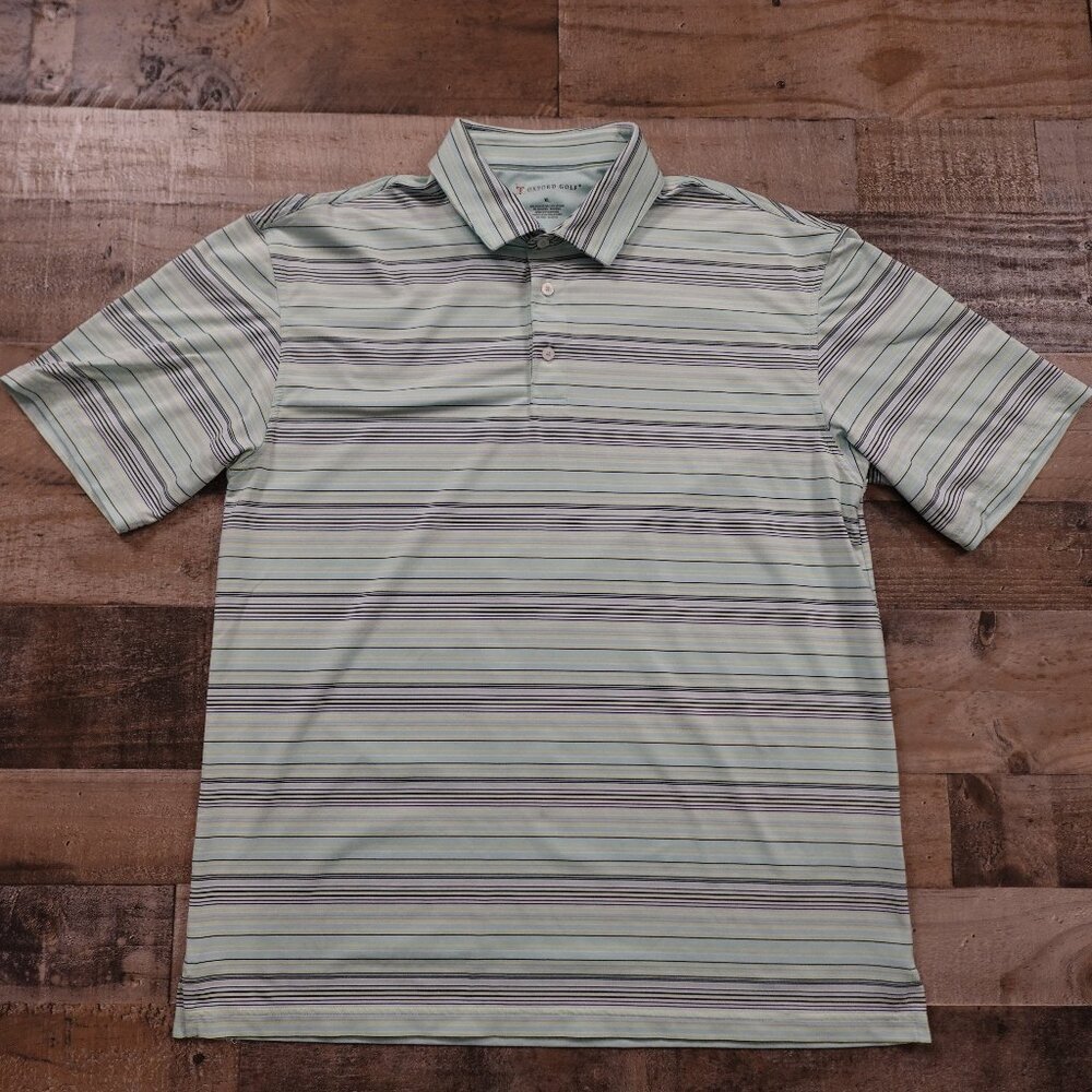 Oxford golf‎ polo shirt men's extra large stripes green blue